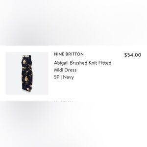 Nine Britton Abigail Brushed Knit Fitted
Midi Dress in navy